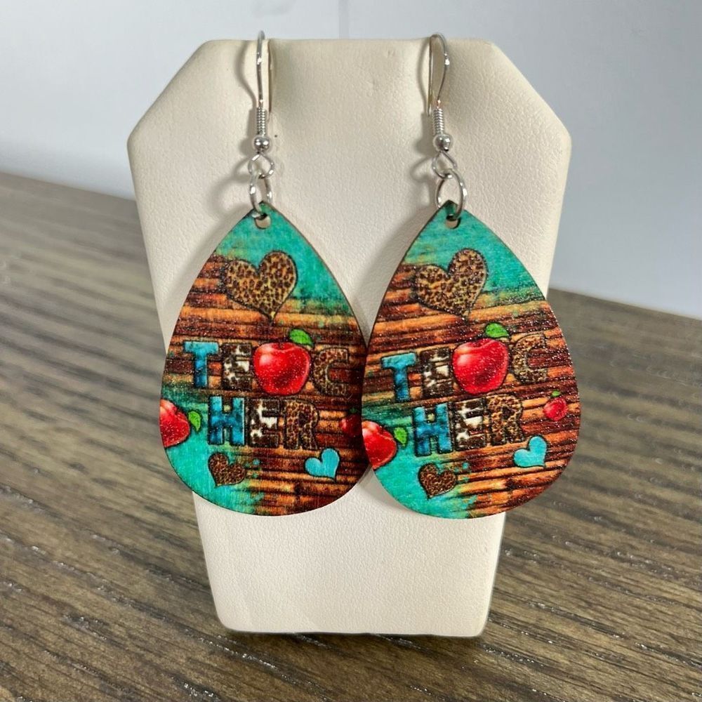 2/$10 ⭐️ 3/$12 | Wooden Teardrop Teacher Earrings